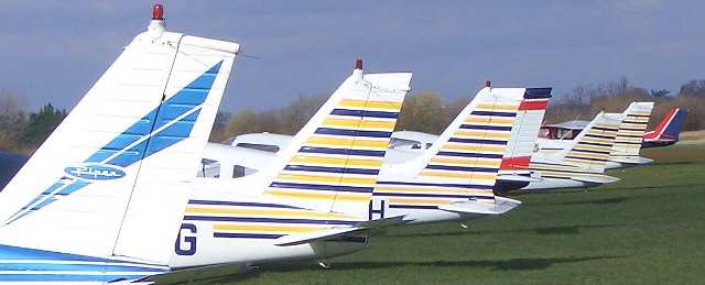 Club aircraft parked on the line at White Waltham